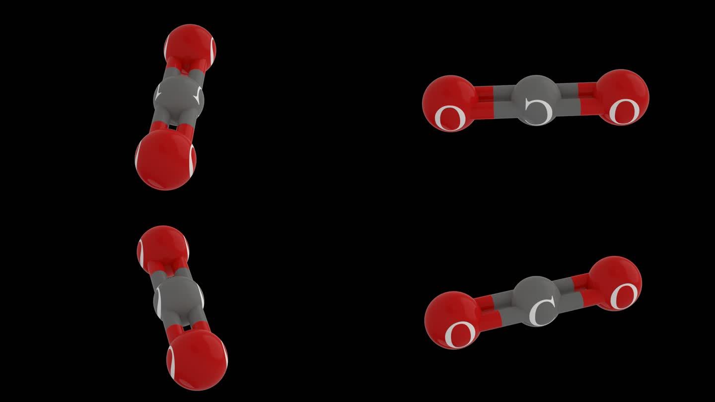 二氧化碳分子结构球棒模型化学带通道CO2