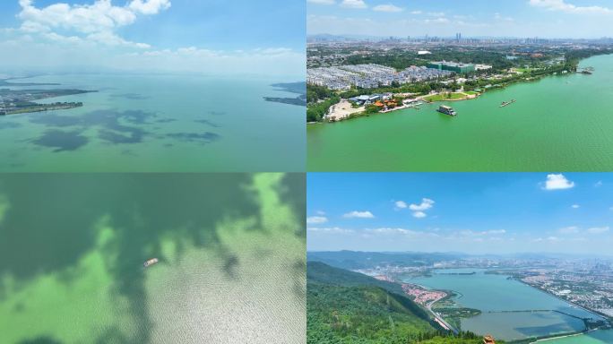 4K航拍云南昆明城市全貌滇池景区合集5