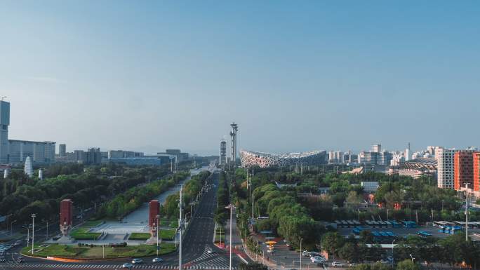 北京 国家体育场和中轴路 延时