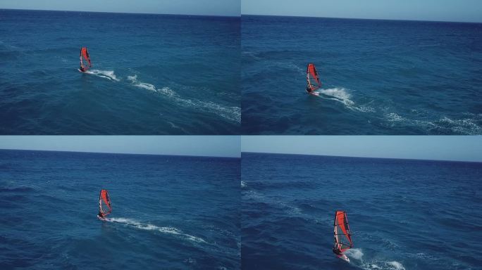 风力冲浪帆船比赛海上运动开船乘风破浪