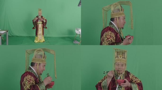 皇帝 绿幕 抠像  吃饭  演示