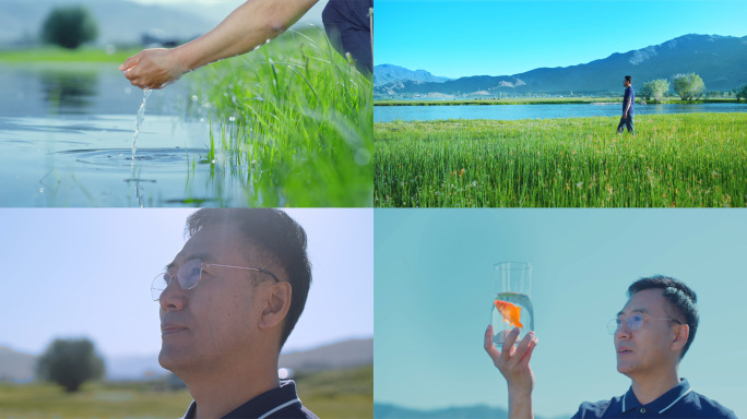 绿色生态科研人员实验 水质优良生态和谐