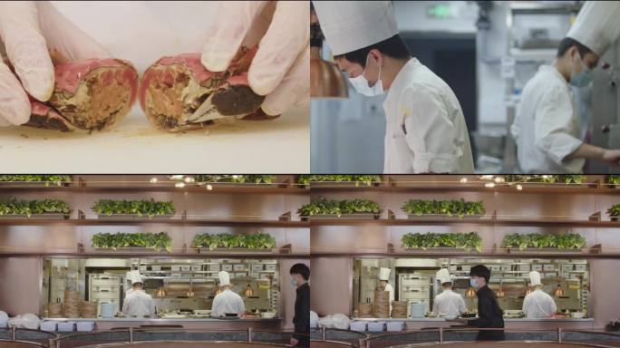 【4K原创】厨师处理螃蟹醉蟹服务员传菜