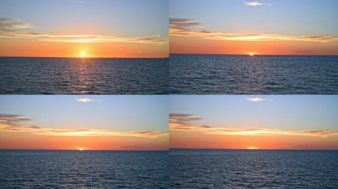琼州海峡海上日落空镜大海广阔背景4K高清