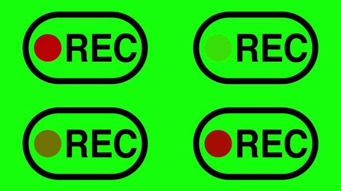数码相机和手机录制图标符号叠加动画背景库存视频-相机取景器录制按钮叠加一分钟-完全隔离的绿色屏幕背景