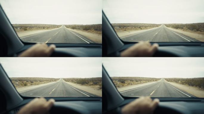 加州暑假：死亡谷国家公园的POV驾驶道路