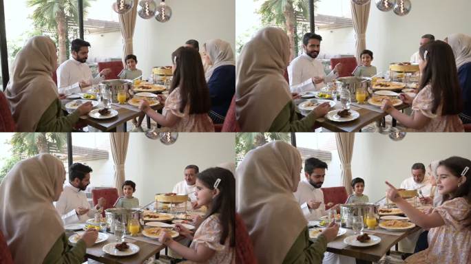 沙特家庭一起用餐一家人