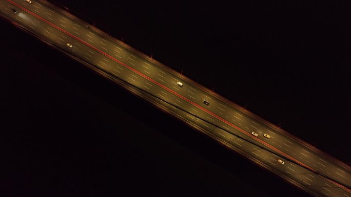 航拍 武汉  大桥 夜景 汽车行驶