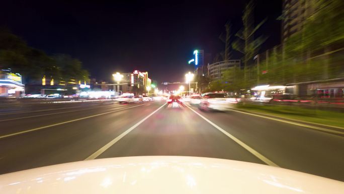 夜晚行驶在景德镇道路上延时