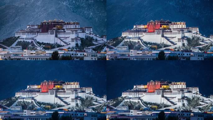 布达拉宫延时 西藏 拉萨 从早到晚