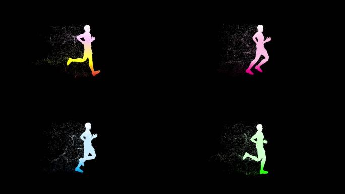 全息粒子人奔跑_剪影