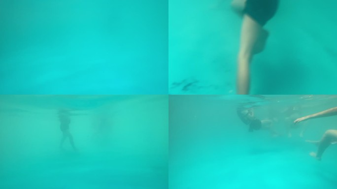 4K水上乐园冲浪池水下移动拍摄空镜