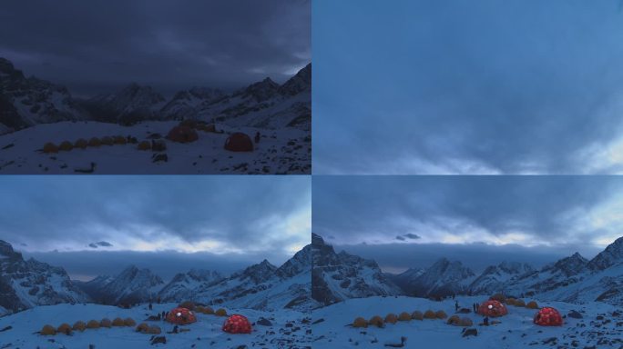 【原创】冬季在阿比山大本营露营的登山团队