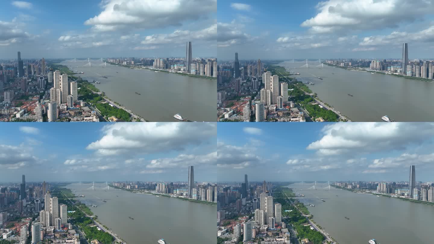 中国武汉市长江鸟瞰图