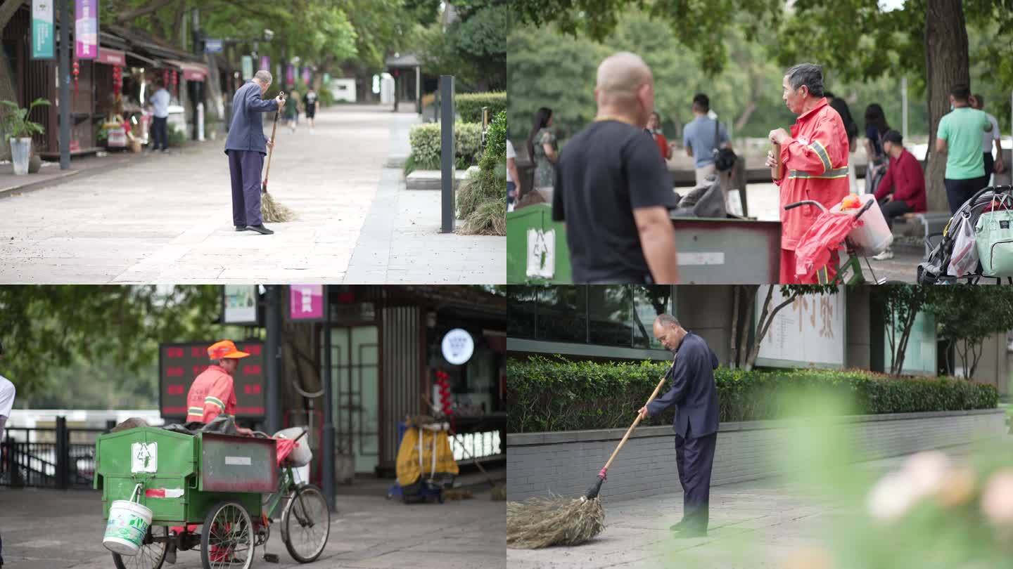 拱宸桥清洁工人扫地