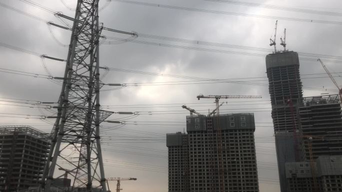 天空电线建筑上海工地