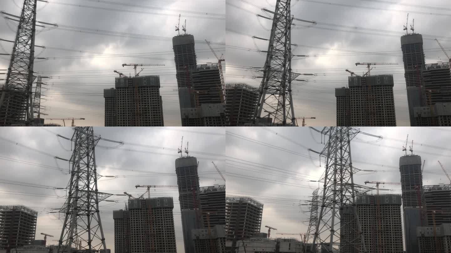天空电线建筑上海工地