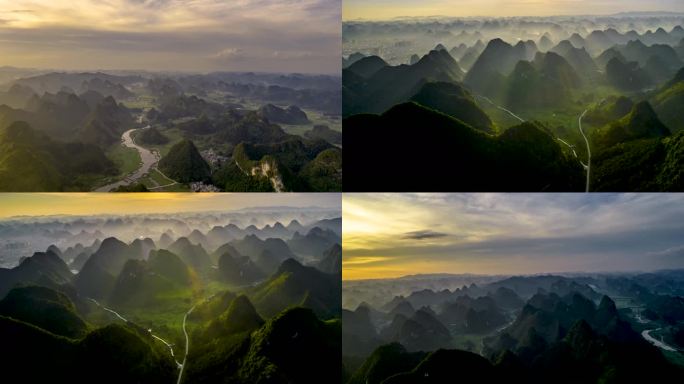 4K延时航拍靖西晨光万丈