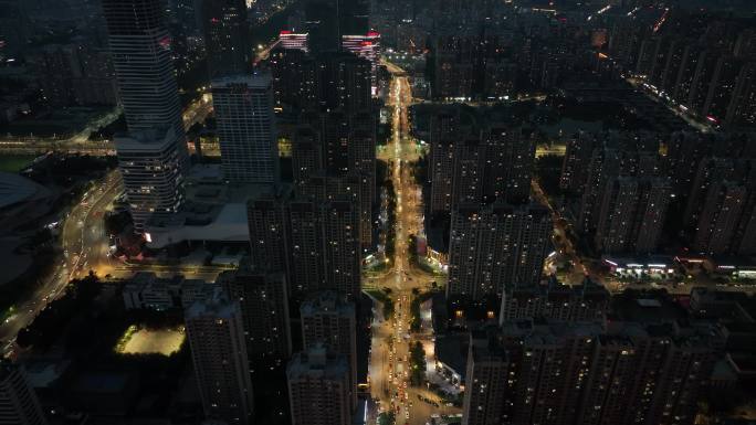 西安夜景城市脉络夜景车流西安高新区夜景