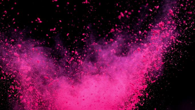 粉红色粉末粉尘在空中碰撞超慢动作视频1000 fps