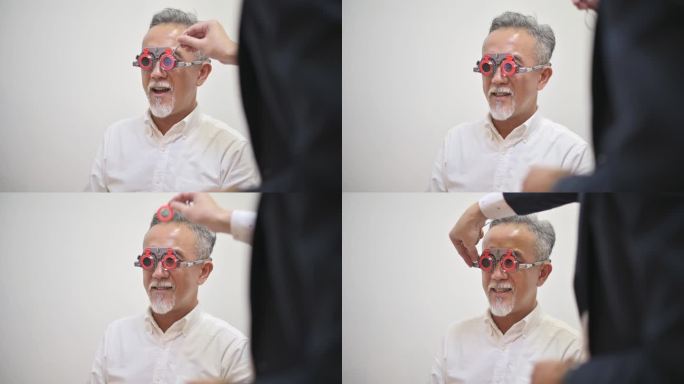亚裔中国老人眼科门诊视力检查