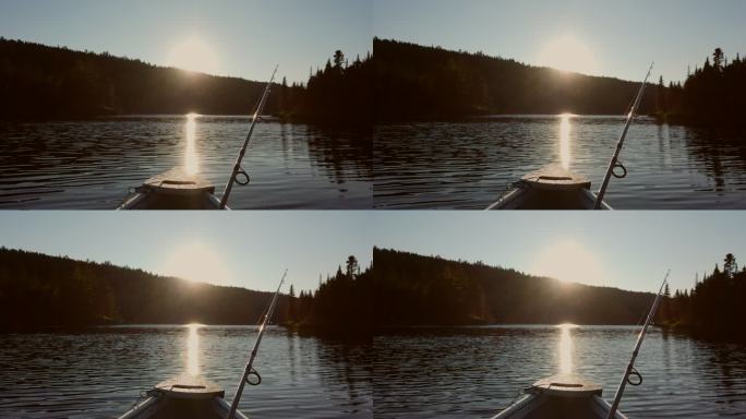 日落时分的一段钓鱼湖视频。