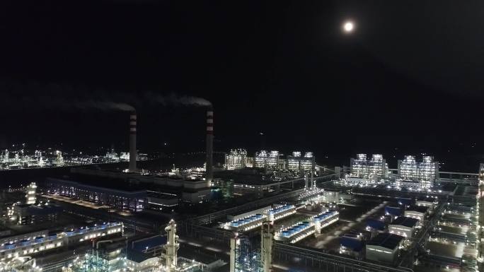 航拍宁夏神华宁煤集团厂区夜景7