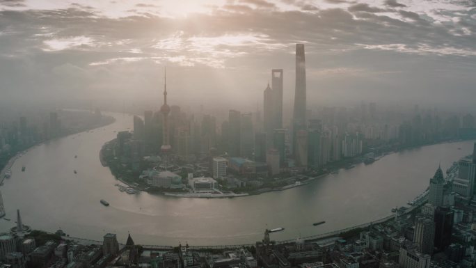 中国上海市的无人机视图。