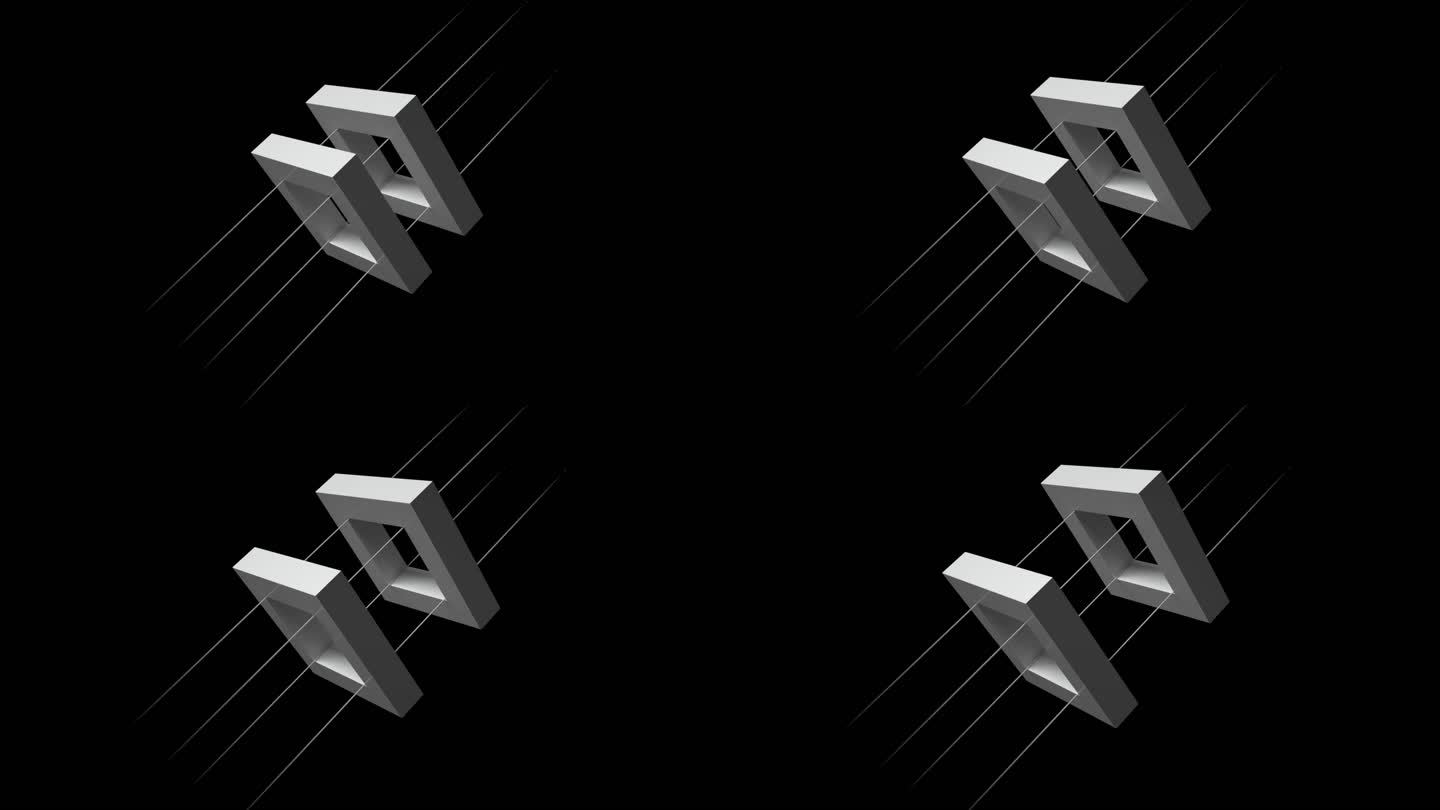 带孔长方体串抽象概念房地产广告C4D动画