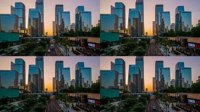 日落时分的深圳城市风光