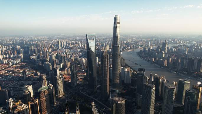 上海天际线鸟瞰图高楼大厦现代化上海最高楼