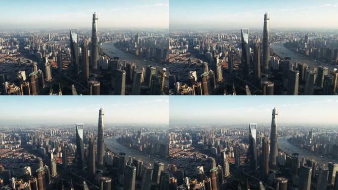 上海天际线鸟瞰图高楼大厦现代化上海最高楼