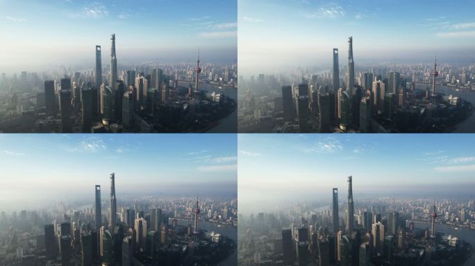 上海天际线鸟瞰图上海市航拍上海风光上海风