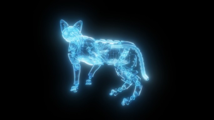 发光全息智能机械猫透明通道素材