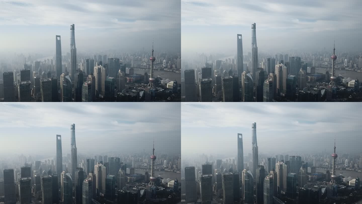上海天际线鸟瞰图上海市航拍风景空镜风光大