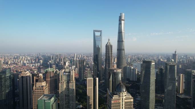 上海天际线鸟瞰图CBD国际大都市一线城市
