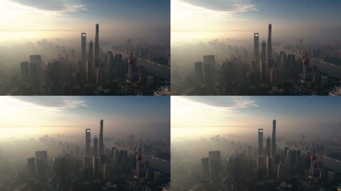 上海天际线鸟瞰图上海最高楼高楼大厦现代建