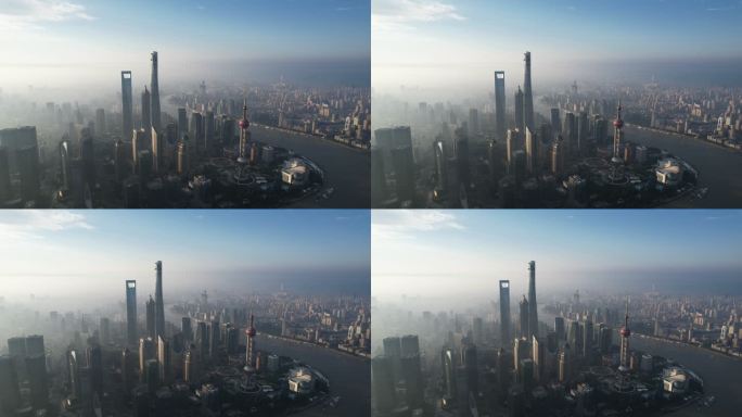 上海天际线鸟瞰图上海全景航拍上海浦东天际