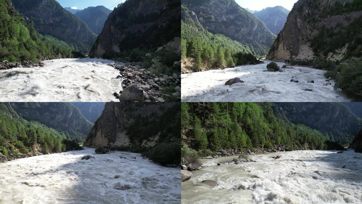 西藏大草原河流湖泊雪山川西风光航拍素材