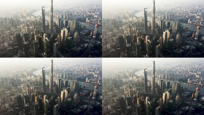 上海天际线鸟瞰图上海最高楼高楼大厦现代建