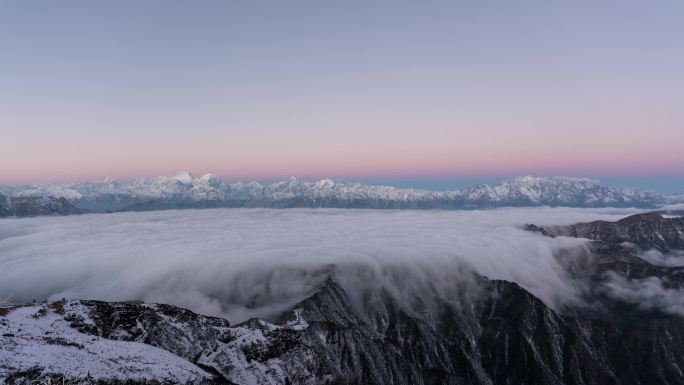 四川牛背山云海雪山日出4k延时