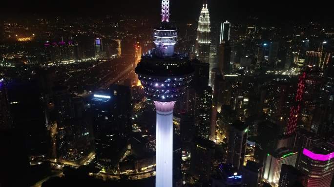 马来西亚吉隆坡标志塔双子塔夜景