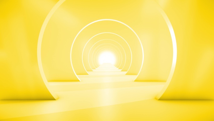 穿越未来派白色隧道（可循环）抽象3D动画。照明走廊的概念、室内设计、宇宙飞船、科学、实验室、技术、科