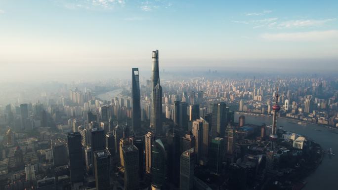 上海天际线鸟瞰图高楼大厦商业金融中心办公