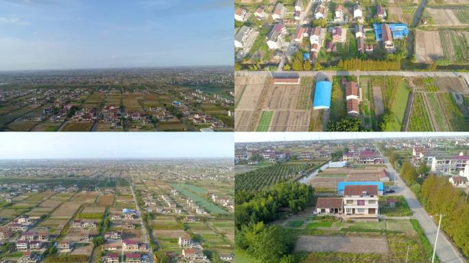 航拍江苏南通沿海平原农村2