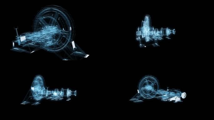 透视线条全息齿轮卷扬机透明通道素材