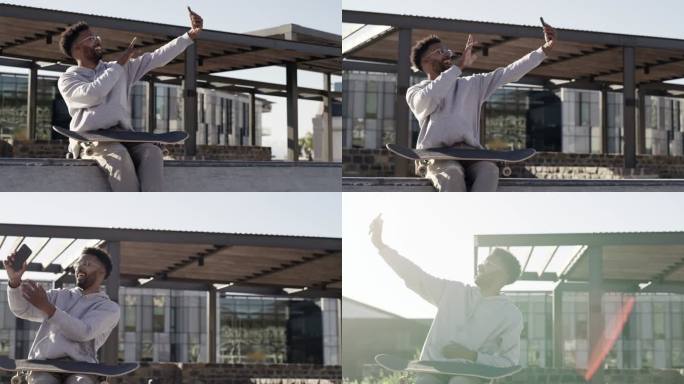 这个滑冰者也会拍很多自拍