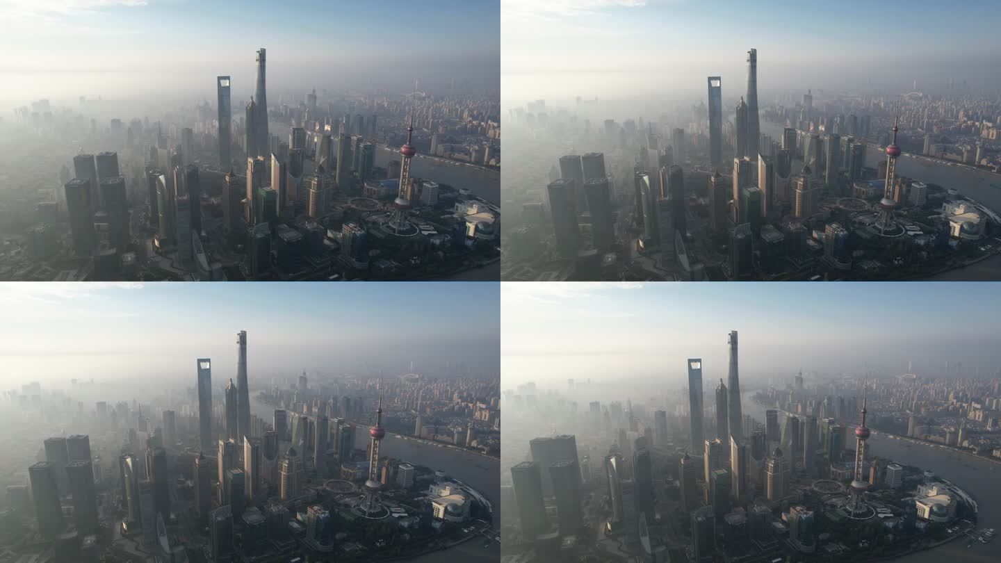 上海天际线鸟瞰图高楼大厦商业金融中心办公