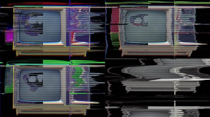 故障电视静态噪声失真信号问题错误视频损坏复古风格80年代