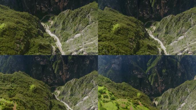 航拍从山谷公路到群山